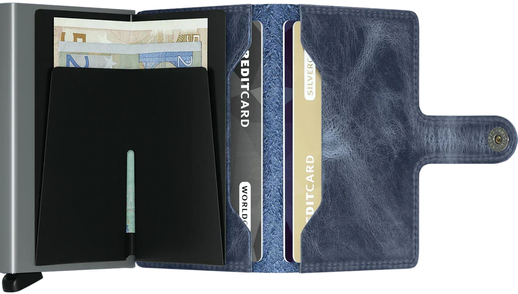 - RFID Protected Mini Wallet - Vintage - Blue