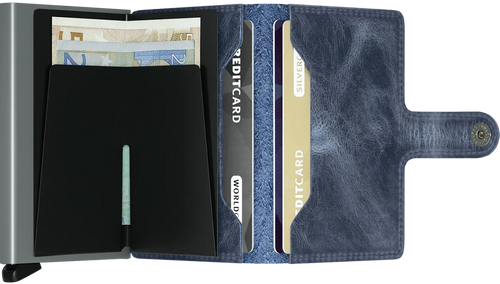 - RFID Protected Mini Wallet - Vintage - Blue