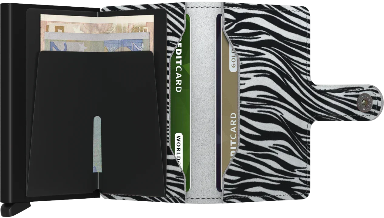 - RFID Protected Mini Wallet - Zebra - Light Grey