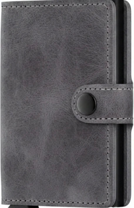 - RFID Protected - Mini Wallet - Vintage - Grey Black
