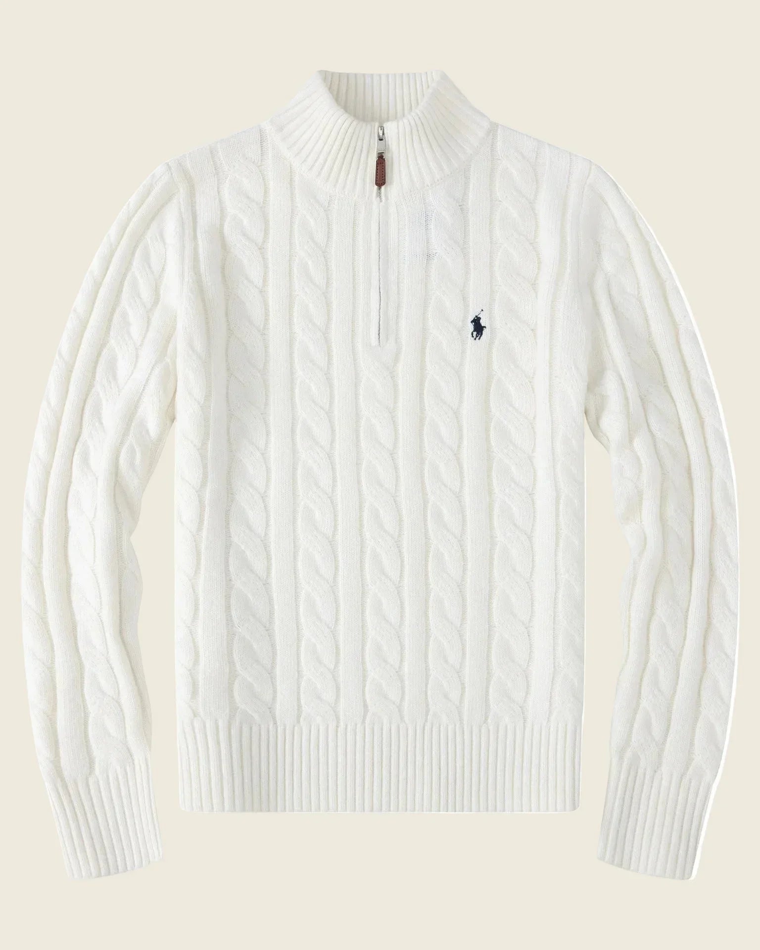 Chunky Cable-Knit Cotton Quarter-Zip Sweater