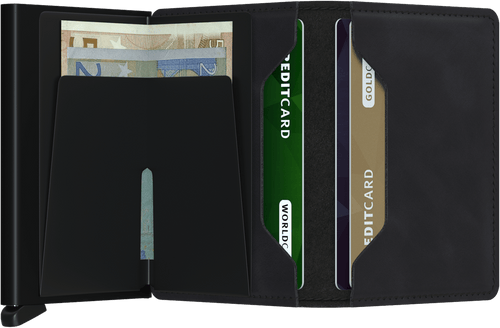 - RFID Protected Slim Wallet - Vintage - Black