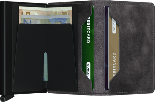 - RFID Protected Slim Wallet - Vintage - Grey-Black