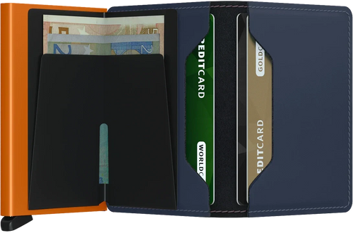 - RFID Protected Slim Wallet - Matte - Nightblue & Orange