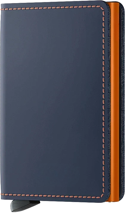 - RFID Protected Slim Wallet - Matte - Nightblue & Orange