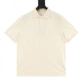 Pony Lapel Striped Polo Shirt Cream