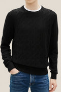 Maglione Girocollo In Lana Intrecciata Con Logo Bandierina Ricamato