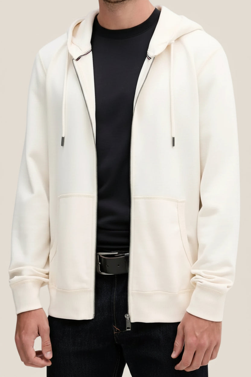Felpa Full Zip Con Cappuccio Bandiera Ricamata