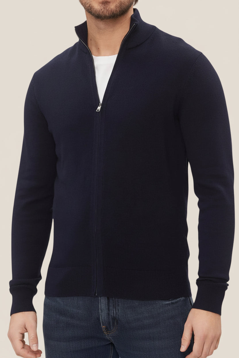 Cardigan Full Zip In Misto Cashmere Con Logo Bandierina Ricamato