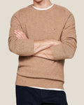 Maglione Girocollo In Lana Con Logo Bandierina Ricamato