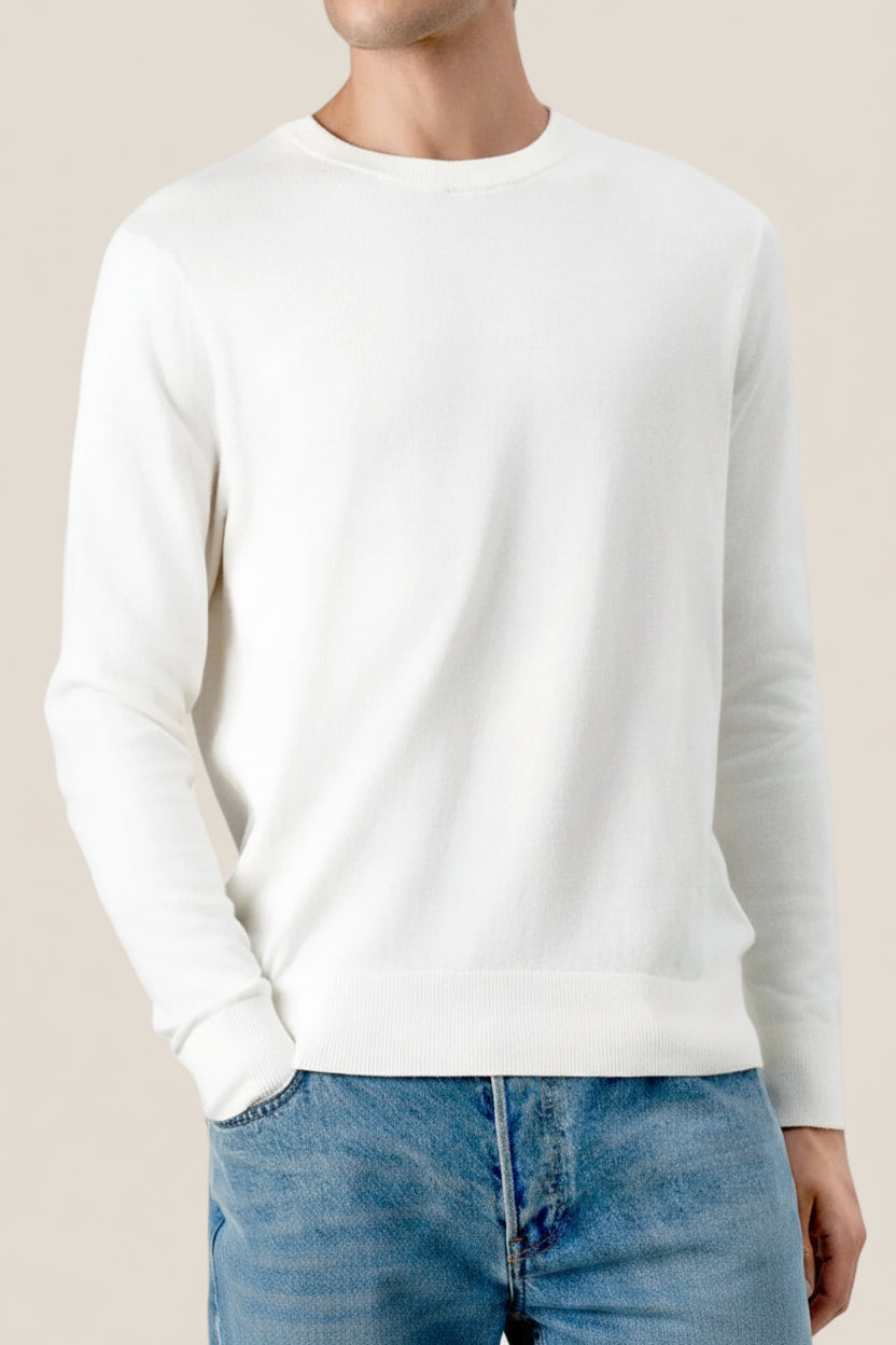 Maglione Girocollo In Misto Cashmere Con Logo Bandierina Ricamato
