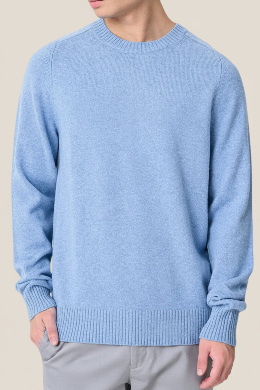 Maglione Girocollo In Lana Con Logo Bandierina Ricamato
