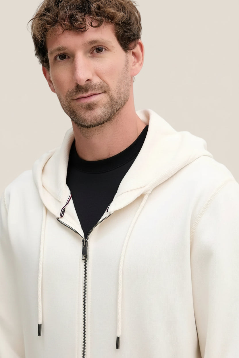 Felpa Full Zip Con Cappuccio Bandiera Ricamata