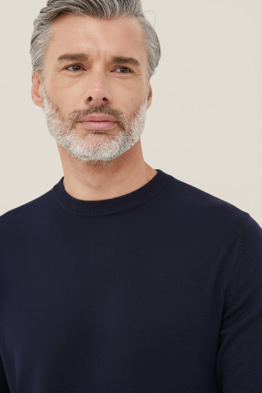 Maglione Girocollo In Misto Cashmere Con Logo Bandierina Ricamato