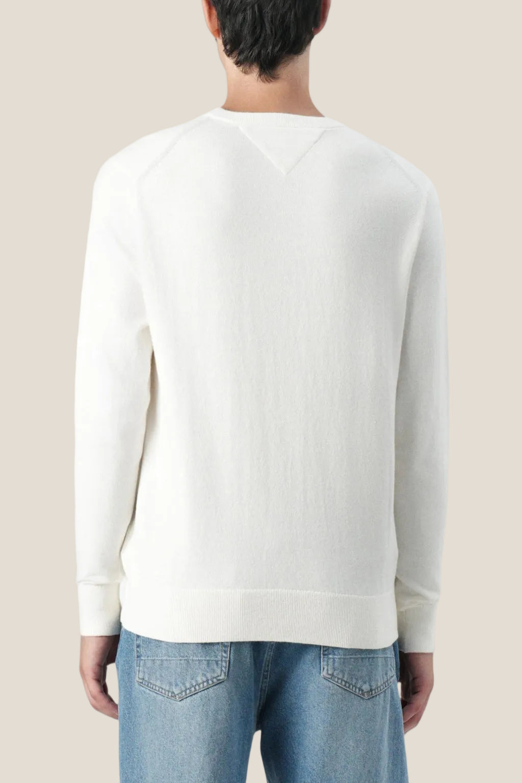 Maglione Girocollo In Misto Cashmere Con Logo Bandierina Ricamato