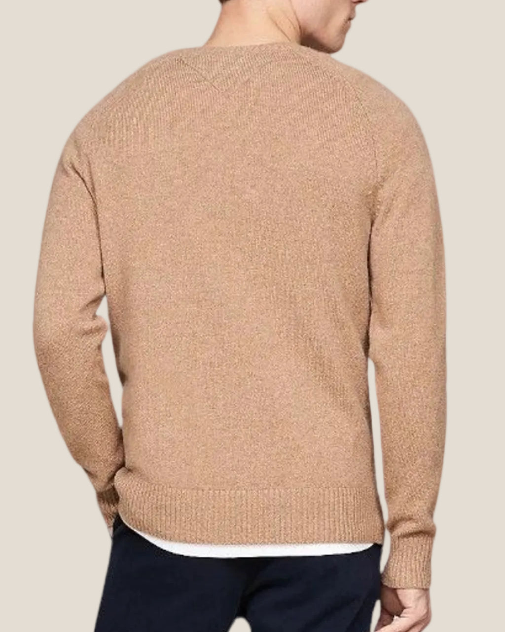 Maglione Girocollo In Lana Con Logo Bandierina Ricamato