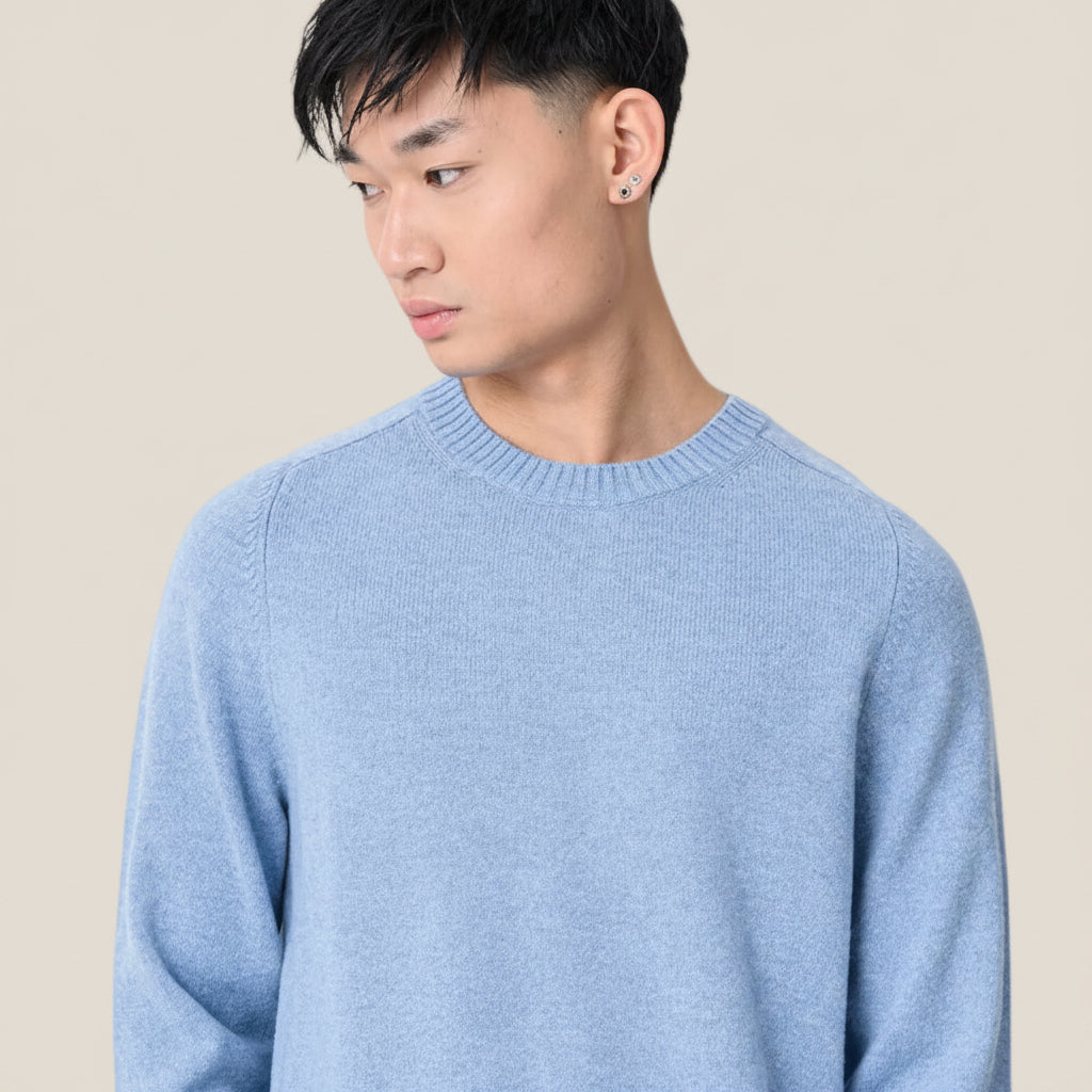 Maglione Girocollo In Lana Con Logo Bandierina Ricamato