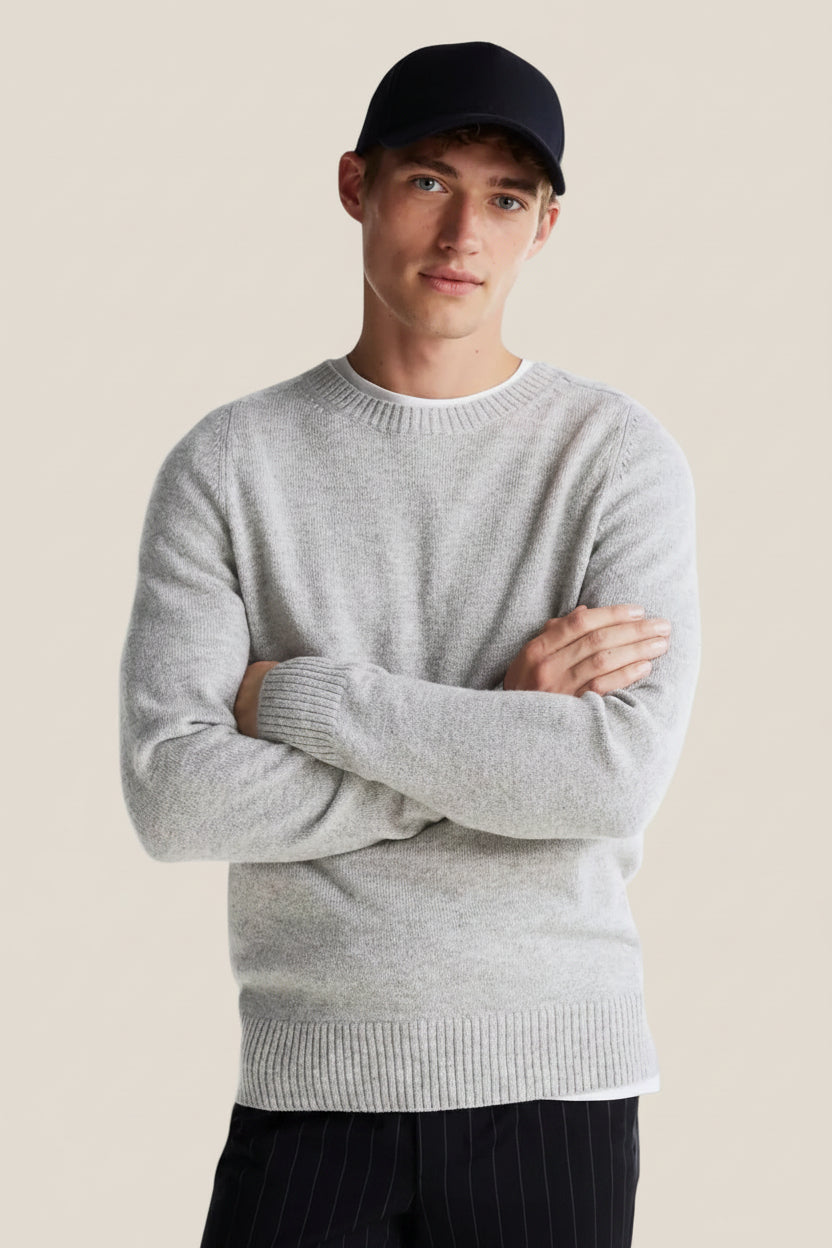 Maglione Girocollo In Lana Con Logo Bandierina Ricamato