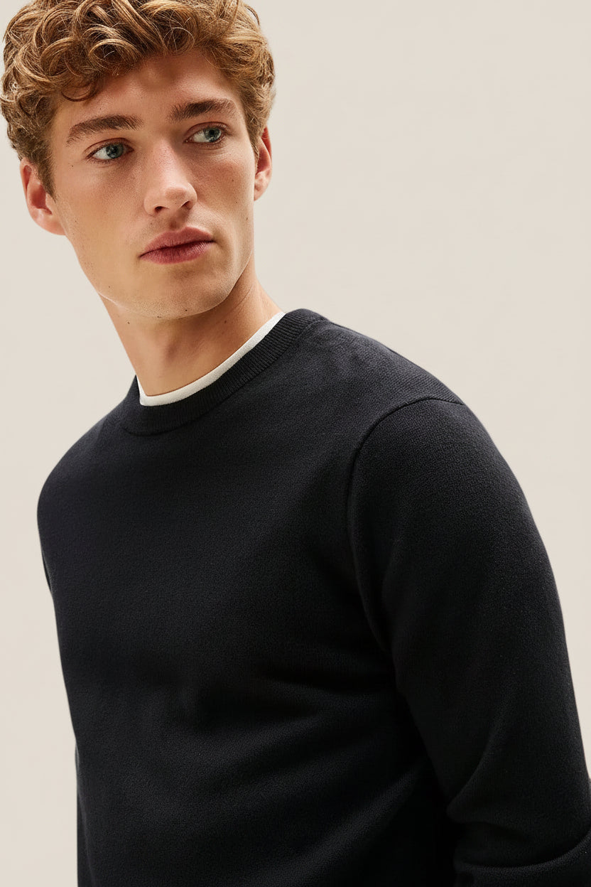 Maglione Girocollo In Misto Cashmere Con Logo Bandierina Ricamato