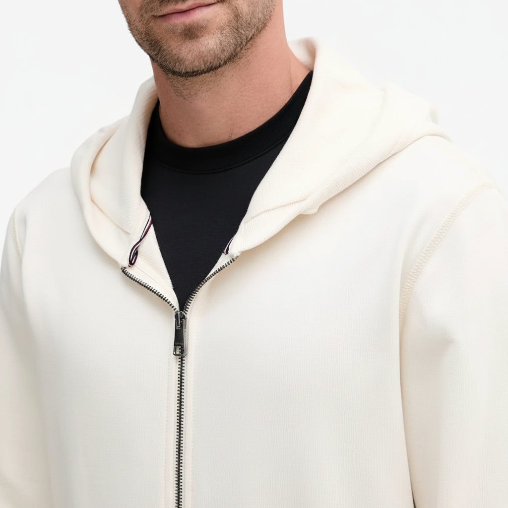 Felpa Full Zip Con Cappuccio Bandiera Ricamata