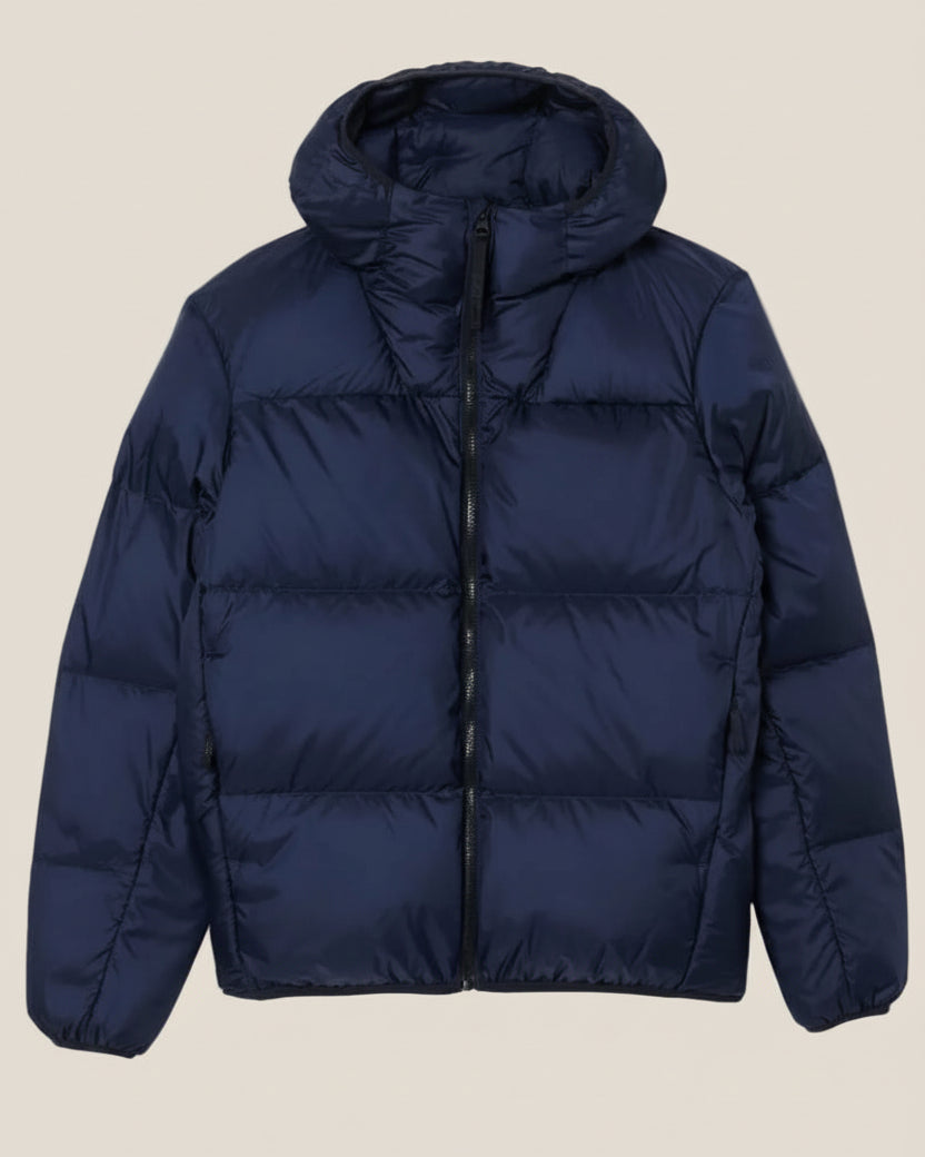 Short Water-Repellent Hooded Puffed Jacket