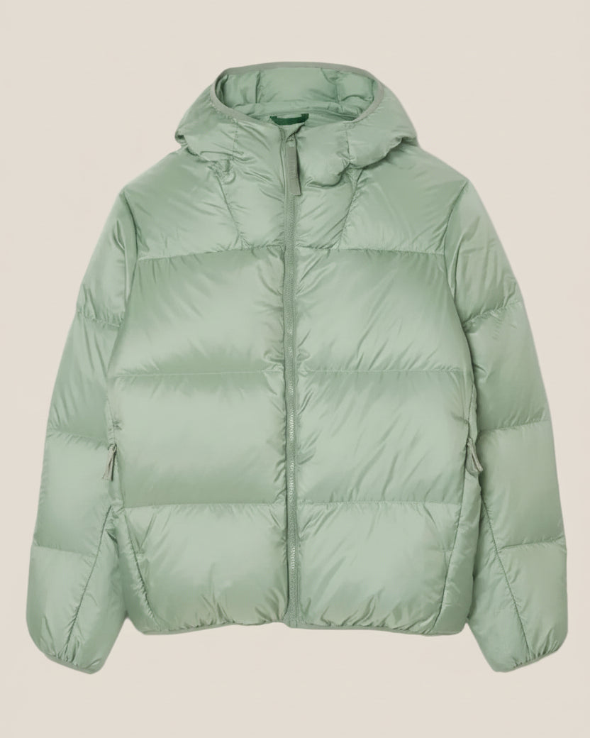 Short Water-Repellent Hooded Puffed Jacket