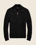 Chunky Cable-Knit Cotton Quarter-Zip Sweater